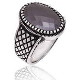 Silver Black Stone Men's Ring